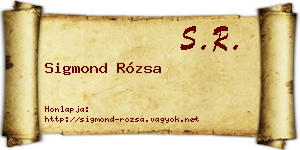 Sigmond Rózsa névjegykártya